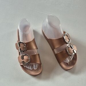 Lane Bryant Rose Gold Slip On Sandals